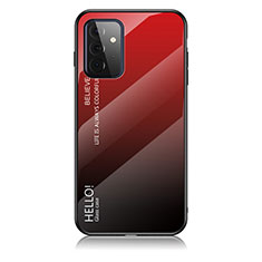 Custodia Silicone Specchio Laterale Sfumato Arcobaleno Cover LS1 per Samsung Galaxy A72 5G Rosso