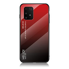 Custodia Silicone Specchio Laterale Sfumato Arcobaleno Cover LS1 per Samsung Galaxy A91 Rosso
