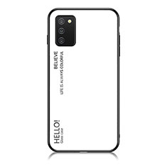 Custodia Silicone Specchio Laterale Sfumato Arcobaleno Cover LS1 per Samsung Galaxy F02S SM-E025F Bianco