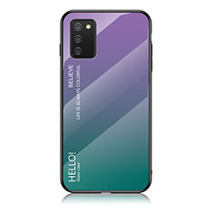 Custodia Silicone Specchio Laterale Sfumato Arcobaleno Cover LS1 per Samsung Galaxy F02S SM-E025F Multicolore