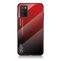 Custodia Silicone Specchio Laterale Sfumato Arcobaleno Cover LS1 per Samsung Galaxy F02S SM-E025F Rosso
