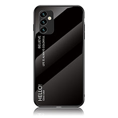 Custodia Silicone Specchio Laterale Sfumato Arcobaleno Cover LS1 per Samsung Galaxy F23 5G Nero