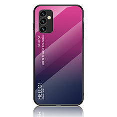 Custodia Silicone Specchio Laterale Sfumato Arcobaleno Cover LS1 per Samsung Galaxy F23 5G Rosa Caldo