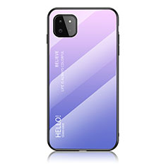 Custodia Silicone Specchio Laterale Sfumato Arcobaleno Cover LS1 per Samsung Galaxy F42 5G Lavanda
