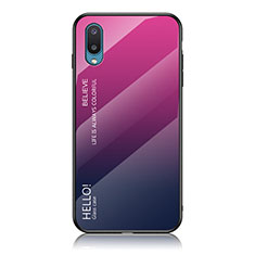 Custodia Silicone Specchio Laterale Sfumato Arcobaleno Cover LS1 per Samsung Galaxy M02 Rosa Caldo