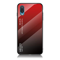 Custodia Silicone Specchio Laterale Sfumato Arcobaleno Cover LS1 per Samsung Galaxy M02 Rosso