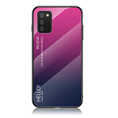 Custodia Silicone Specchio Laterale Sfumato Arcobaleno Cover LS1 per Samsung Galaxy M02s Rosa Caldo
