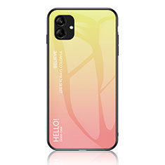 Custodia Silicone Specchio Laterale Sfumato Arcobaleno Cover LS1 per Samsung Galaxy M04 Giallo