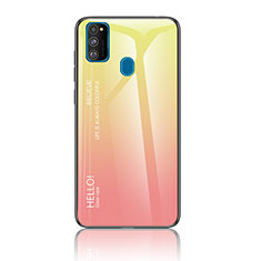Custodia Silicone Specchio Laterale Sfumato Arcobaleno Cover LS1 per Samsung Galaxy M21 Giallo