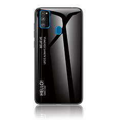 Custodia Silicone Specchio Laterale Sfumato Arcobaleno Cover LS1 per Samsung Galaxy M30s Nero