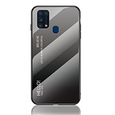 Custodia Silicone Specchio Laterale Sfumato Arcobaleno Cover LS1 per Samsung Galaxy M31 Grigio Scuro