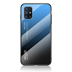 Custodia Silicone Specchio Laterale Sfumato Arcobaleno Cover LS1 per Samsung Galaxy M31s Blu