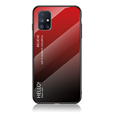 Custodia Silicone Specchio Laterale Sfumato Arcobaleno Cover LS1 per Samsung Galaxy M31s Rosso