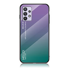 Custodia Silicone Specchio Laterale Sfumato Arcobaleno Cover LS1 per Samsung Galaxy M32 5G Multicolore