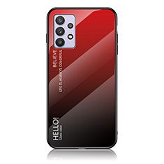 Custodia Silicone Specchio Laterale Sfumato Arcobaleno Cover LS1 per Samsung Galaxy M32 5G Rosso