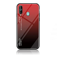 Custodia Silicone Specchio Laterale Sfumato Arcobaleno Cover LS1 per Samsung Galaxy M40 Rosso