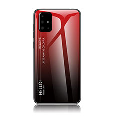 Custodia Silicone Specchio Laterale Sfumato Arcobaleno Cover LS1 per Samsung Galaxy M40S Rosso