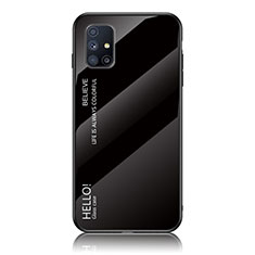 Custodia Silicone Specchio Laterale Sfumato Arcobaleno Cover LS1 per Samsung Galaxy M51 Nero
