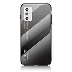 Custodia Silicone Specchio Laterale Sfumato Arcobaleno Cover LS1 per Samsung Galaxy M52 5G Grigio Scuro