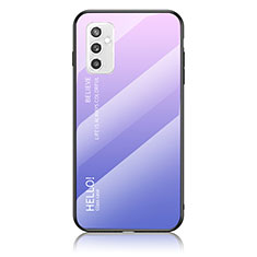 Custodia Silicone Specchio Laterale Sfumato Arcobaleno Cover LS1 per Samsung Galaxy M52 5G Lavanda