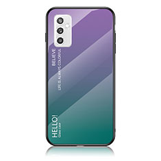 Custodia Silicone Specchio Laterale Sfumato Arcobaleno Cover LS1 per Samsung Galaxy M52 5G Multicolore