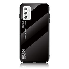 Custodia Silicone Specchio Laterale Sfumato Arcobaleno Cover LS1 per Samsung Galaxy M52 5G Nero