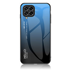 Custodia Silicone Specchio Laterale Sfumato Arcobaleno Cover LS1 per Samsung Galaxy M53 5G Blu