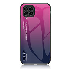 Custodia Silicone Specchio Laterale Sfumato Arcobaleno Cover LS1 per Samsung Galaxy M53 5G Rosa Caldo