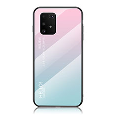 Custodia Silicone Specchio Laterale Sfumato Arcobaleno Cover LS1 per Samsung Galaxy S10 Lite Ciano