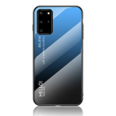 Custodia Silicone Specchio Laterale Sfumato Arcobaleno Cover LS1 per Samsung Galaxy S20 Plus 5G Blu