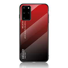 Custodia Silicone Specchio Laterale Sfumato Arcobaleno Cover LS1 per Samsung Galaxy S20 Plus 5G Rosso