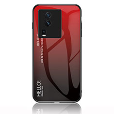 Custodia Silicone Specchio Laterale Sfumato Arcobaleno Cover LS1 per Vivo iQOO Neo7 5G Rosso