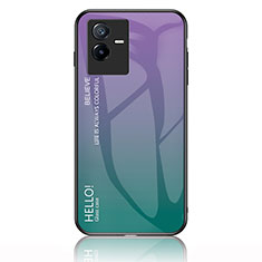 Custodia Silicone Specchio Laterale Sfumato Arcobaleno Cover LS1 per Vivo iQOO Z6x Multicolore