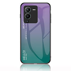 Custodia Silicone Specchio Laterale Sfumato Arcobaleno Cover LS1 per Vivo V25 Pro 5G Multicolore