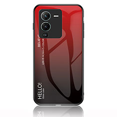 Custodia Silicone Specchio Laterale Sfumato Arcobaleno Cover LS1 per Vivo V25 Pro 5G Rosso