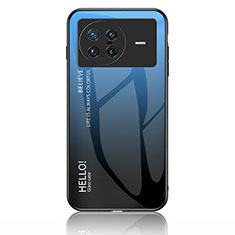 Custodia Silicone Specchio Laterale Sfumato Arcobaleno Cover LS1 per Vivo X Note Blu