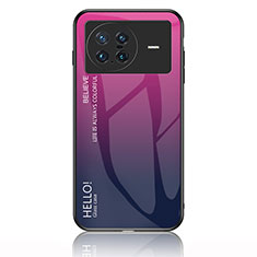 Custodia Silicone Specchio Laterale Sfumato Arcobaleno Cover LS1 per Vivo X Note Rosa Caldo