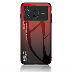 Custodia Silicone Specchio Laterale Sfumato Arcobaleno Cover LS1 per Vivo X Note Rosso