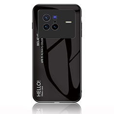 Custodia Silicone Specchio Laterale Sfumato Arcobaleno Cover LS1 per Vivo X80 5G Nero
