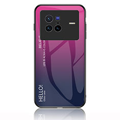 Custodia Silicone Specchio Laterale Sfumato Arcobaleno Cover LS1 per Vivo X80 5G Rosa Caldo