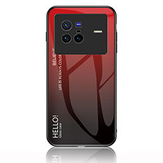 Custodia Silicone Specchio Laterale Sfumato Arcobaleno Cover LS1 per Vivo X80 5G Rosso