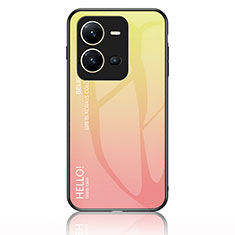 Custodia Silicone Specchio Laterale Sfumato Arcobaleno Cover LS1 per Vivo X80 Lite 5G Giallo