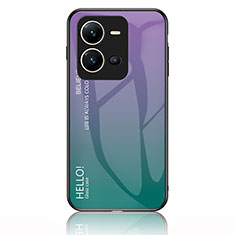 Custodia Silicone Specchio Laterale Sfumato Arcobaleno Cover LS1 per Vivo X80 Lite 5G Multicolore
