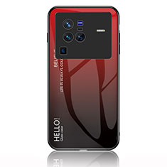 Custodia Silicone Specchio Laterale Sfumato Arcobaleno Cover LS1 per Vivo X80 Pro 5G Rosso