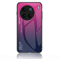 Custodia Silicone Specchio Laterale Sfumato Arcobaleno Cover LS1 per Vivo X90 Pro 5G Rosa Caldo