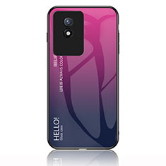 Custodia Silicone Specchio Laterale Sfumato Arcobaleno Cover LS1 per Vivo Y02 Rosa Caldo