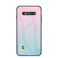 Custodia Silicone Specchio Laterale Sfumato Arcobaleno Cover LS1 per Xiaomi Black Shark 4S 5G Ciano