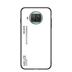 Custodia Silicone Specchio Laterale Sfumato Arcobaleno Cover LS1 per Xiaomi Mi 10i 5G Bianco