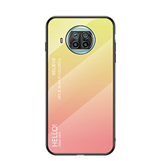 Custodia Silicone Specchio Laterale Sfumato Arcobaleno Cover LS1 per Xiaomi Mi 10i 5G Giallo