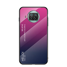 Custodia Silicone Specchio Laterale Sfumato Arcobaleno Cover LS1 per Xiaomi Mi 10i 5G Rosa Caldo
